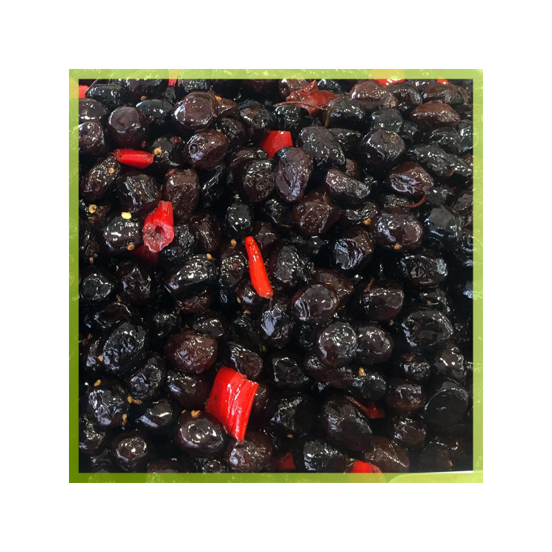 Olives noires pimentées - 250 g