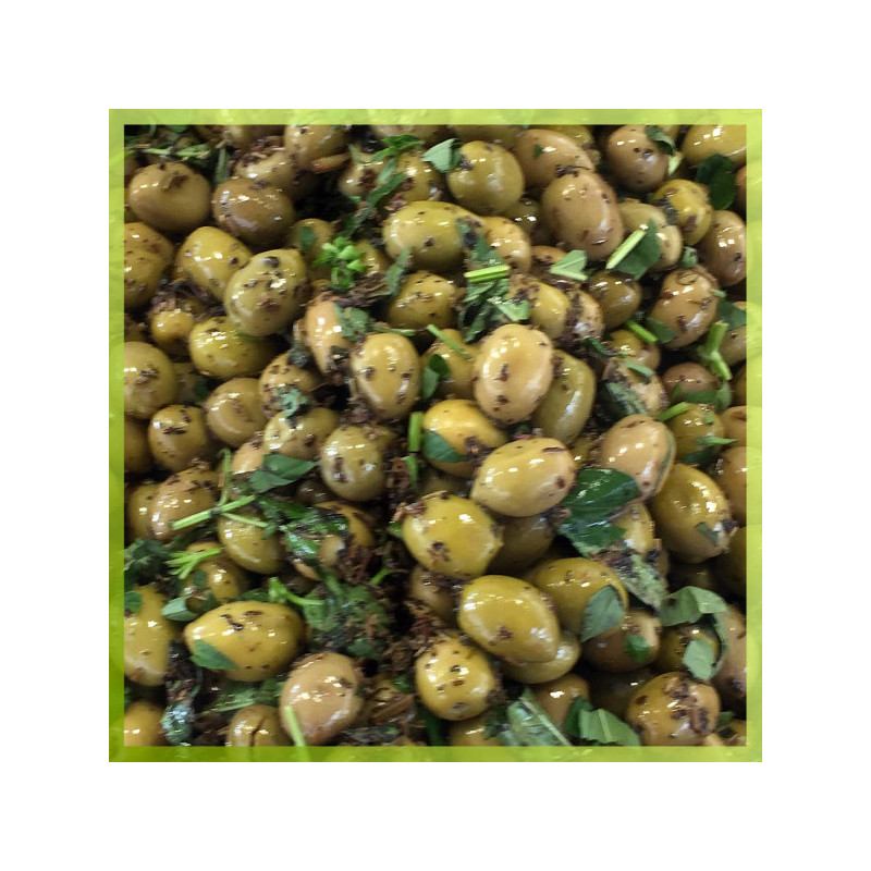 Olives vertes au basilic - 250 g